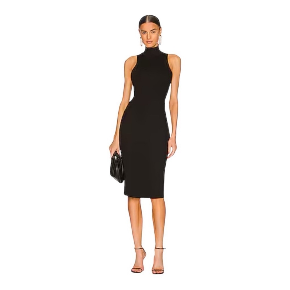 Commando Black Sleeveless Mock-Neck Midi Bodycon Dress - Picture 6 of 15